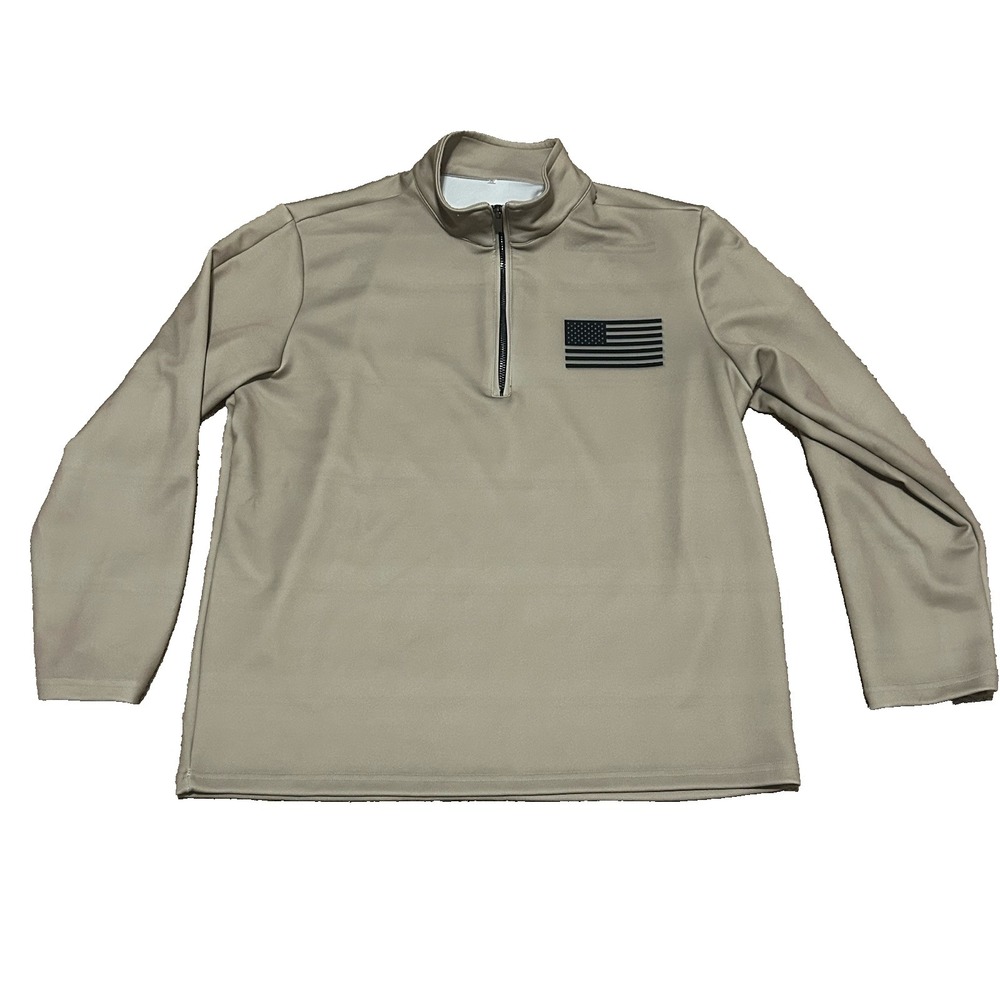 Men's 2XL XXL 1/4 Zip Pullover Jacket Military Flag USA Logo
